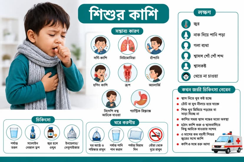 শিশুর কাশি: কারণ, লক্ষণ, চিকিৎসা ও কখন চিকিৎসকের কাছে যাবেন