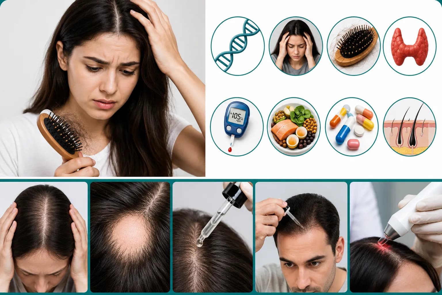 চুল পড়া (Hair Loss): কারণ, লক্ষণ, পরীক্ষা, চিকিৎসা ও প্রতিরোধ