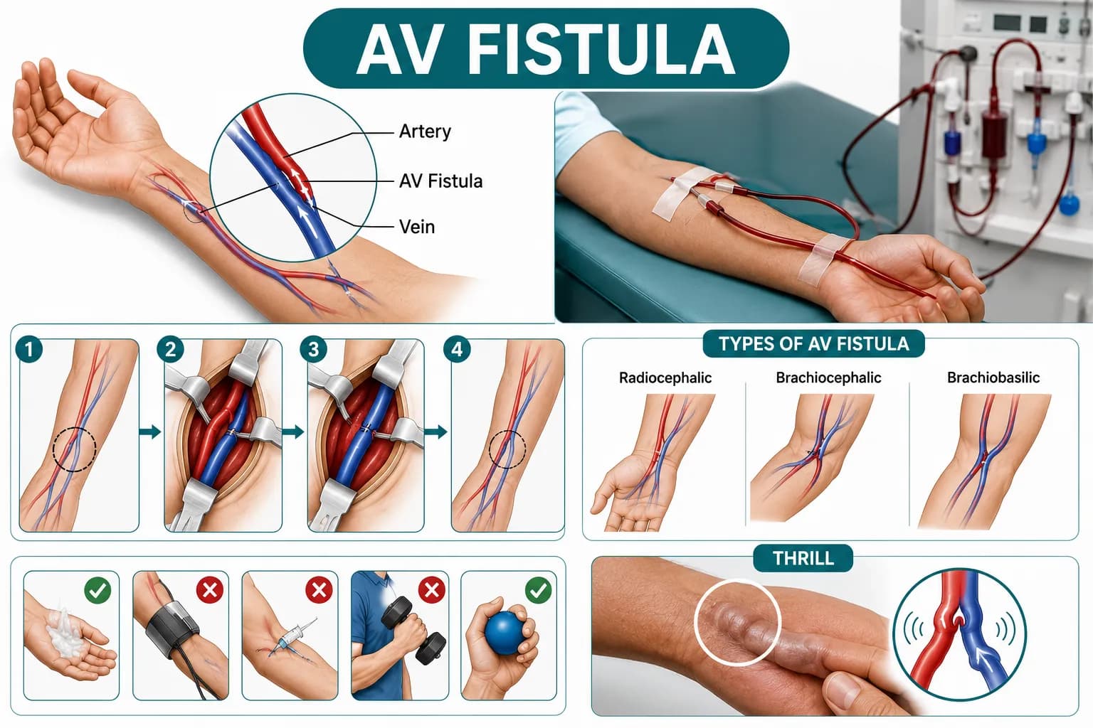 ডায়ালাইসিস ফিস্টুলা (AV Fistula): কেন করা হয়, কীভাবে করা হয়, যত্ন ও সম্ভাব্য জটিলতা