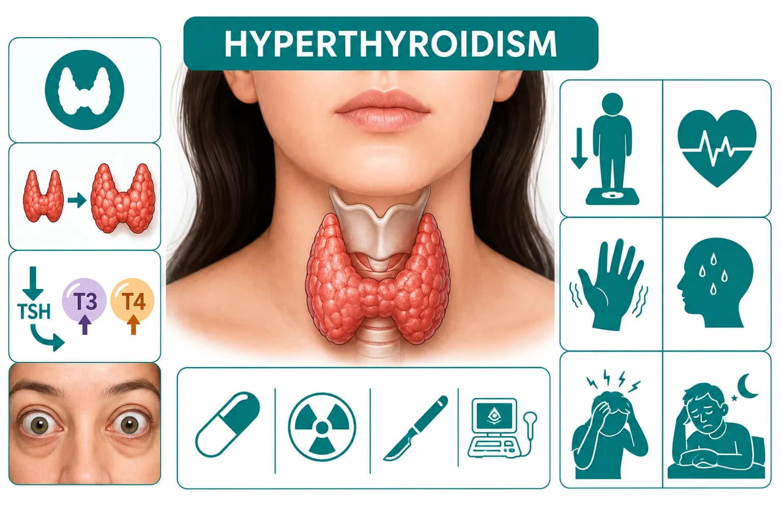হাইপারথাইরয়েডিজম (Hyperthyroidism): কারণ, লক্ষণ, পরীক্ষা, চিকিৎসা ও নিয়ন্ত্রণের উপায়
