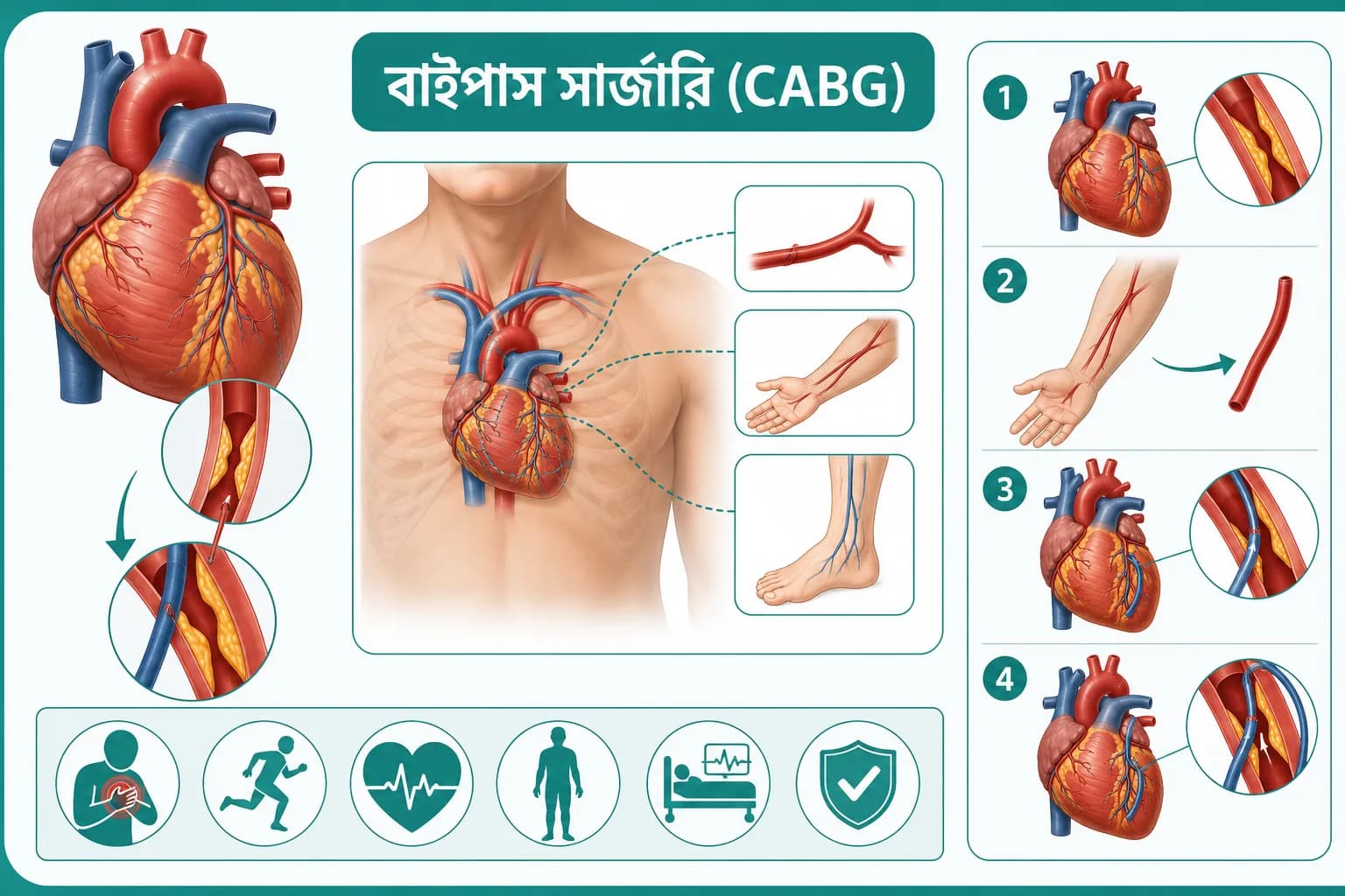 বাইপাস সার্জারি (CABG): কখন প্রয়োজন, কীভাবে করা হয় ও ঝুঁকি