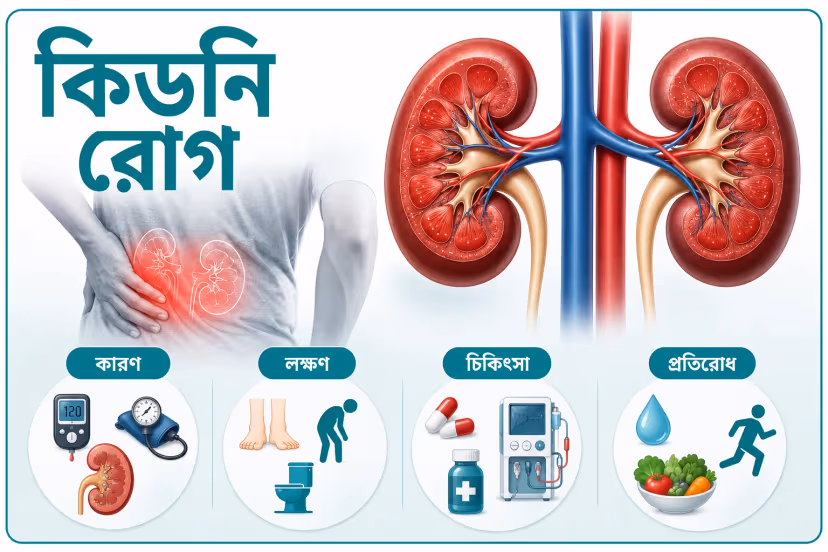 কিডনি রোগ: কারণ, লক্ষণ, চিকিৎসা ও কখন চিকিৎসকের কাছে যাবেন