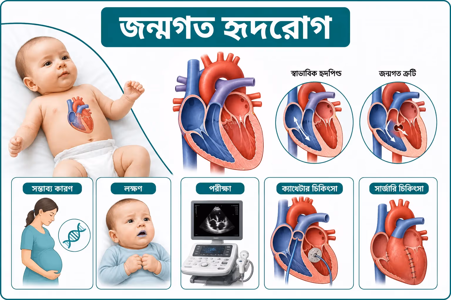 জন্মগত হৃদরোগ (Congenital Heart Disease): কারণ, লক্ষণ ও চিকিৎসা