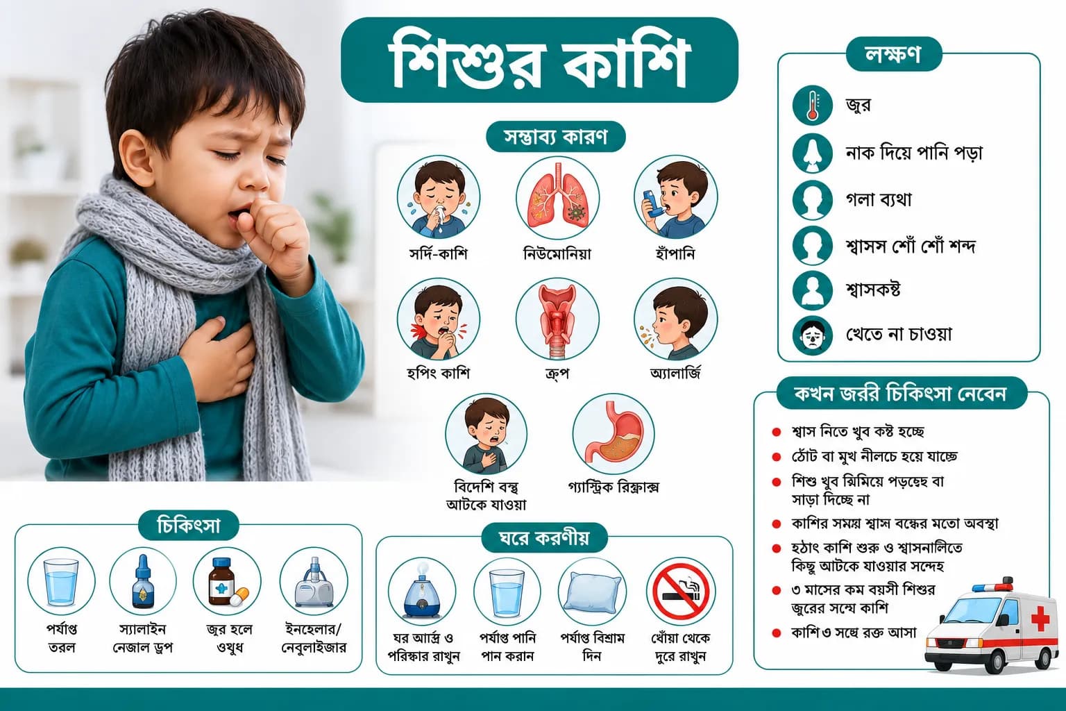 শিশুর কাশি: কারণ, লক্ষণ, চিকিৎসা ও কখন চিকিৎসকের কাছে যাবেন