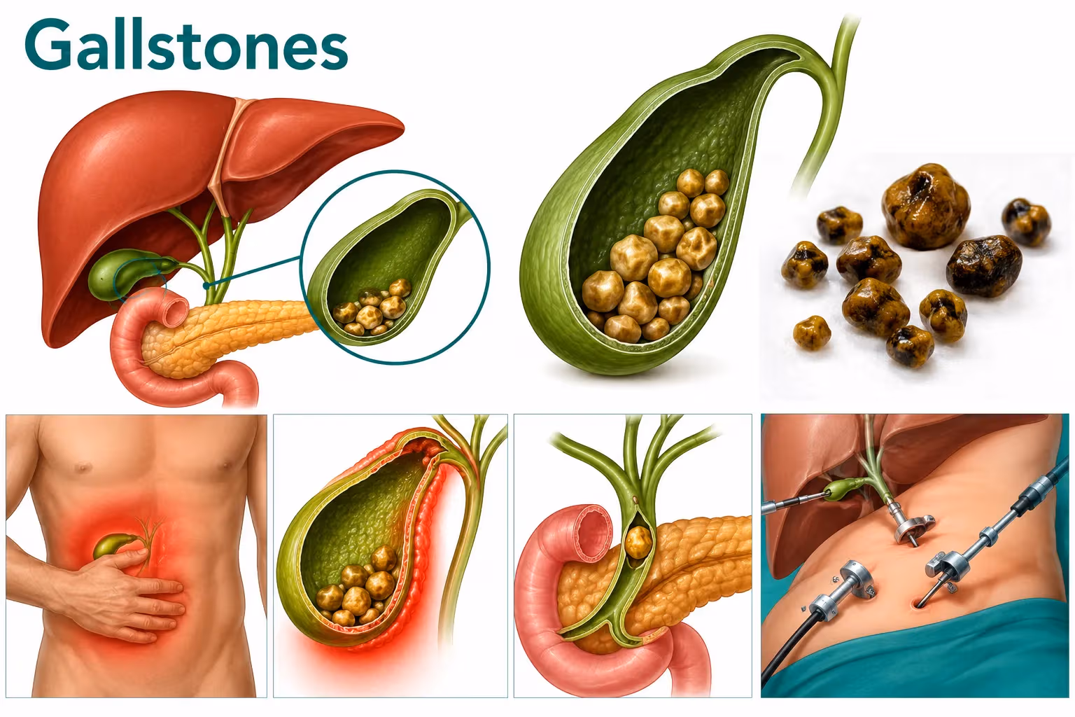 পিত্তথলির পাথর (Gallstones): কারণ, লক্ষণ, চিকিৎসা ও কখন অপারেশন প্রয়োজন