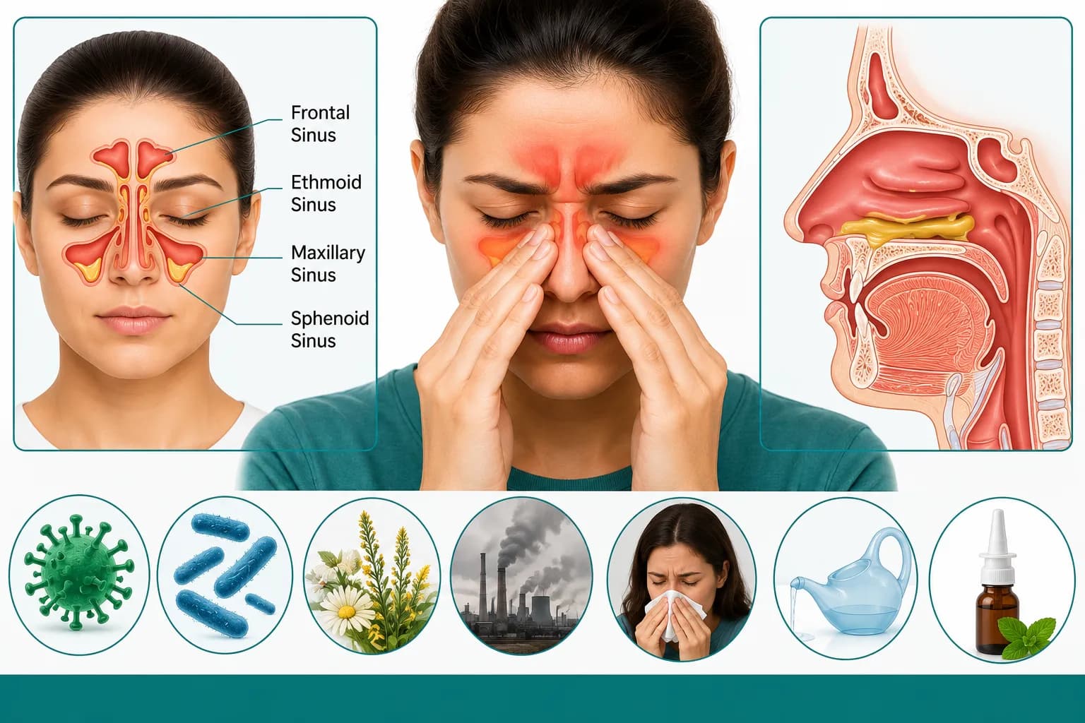 সাইনোসাইটিস (Sinusitis): কারণ, লক্ষণ, পরীক্ষা, চিকিৎসা ও প্রতিরোধ