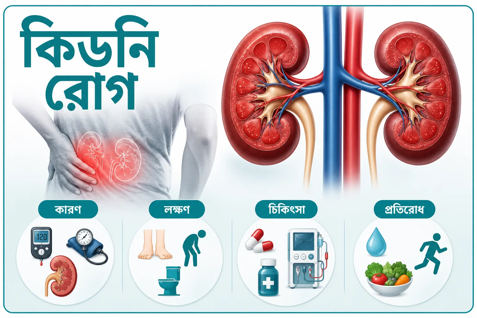 কিডনি রোগ: কারণ, লক্ষণ, চিকিৎসা ও কখন চিকিৎসকের কাছে যাবেন