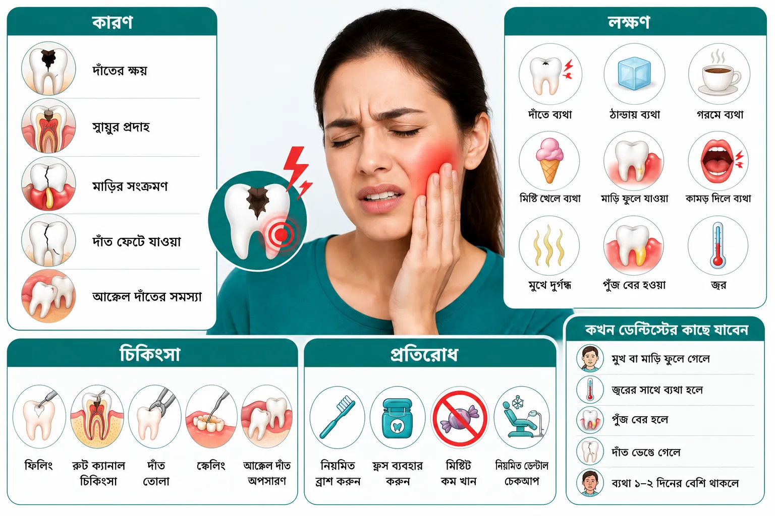 দাঁতে ব্যথা: কারণ, লক্ষণ, চিকিৎসা ও কখন ডেন্টিস্টের কাছে যাবেন