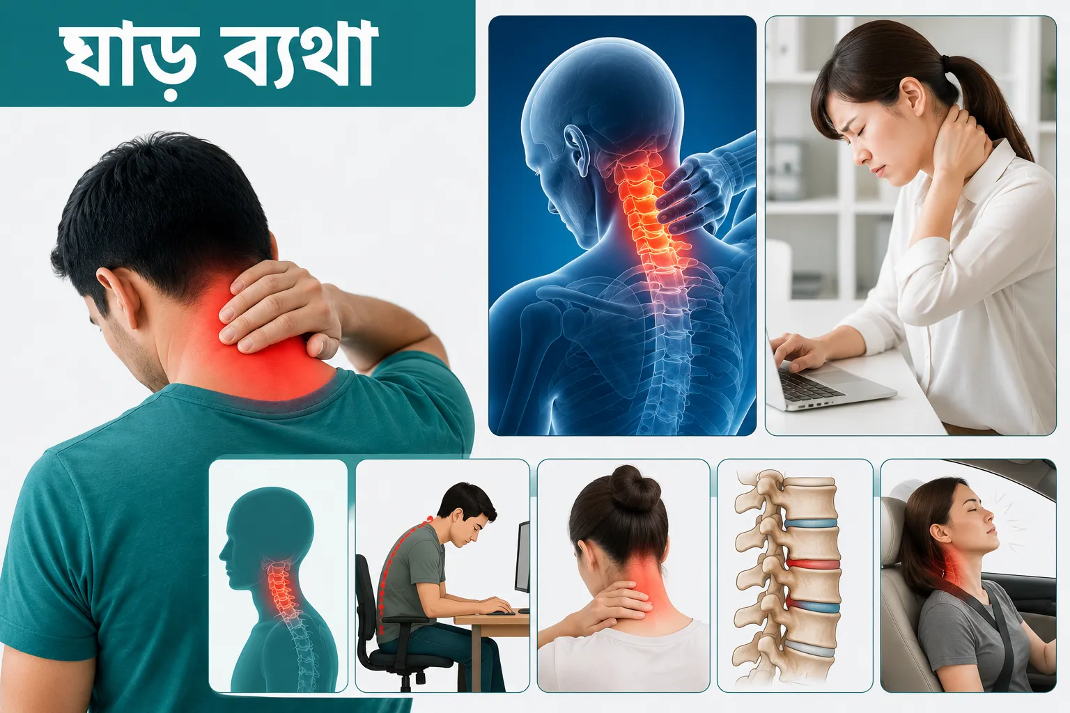 ঘাড় ব্যথা (Neck Pain): কারণ, লক্ষণ, চিকিৎসা ও কখন চিকিৎসকের কাছে যাবেন