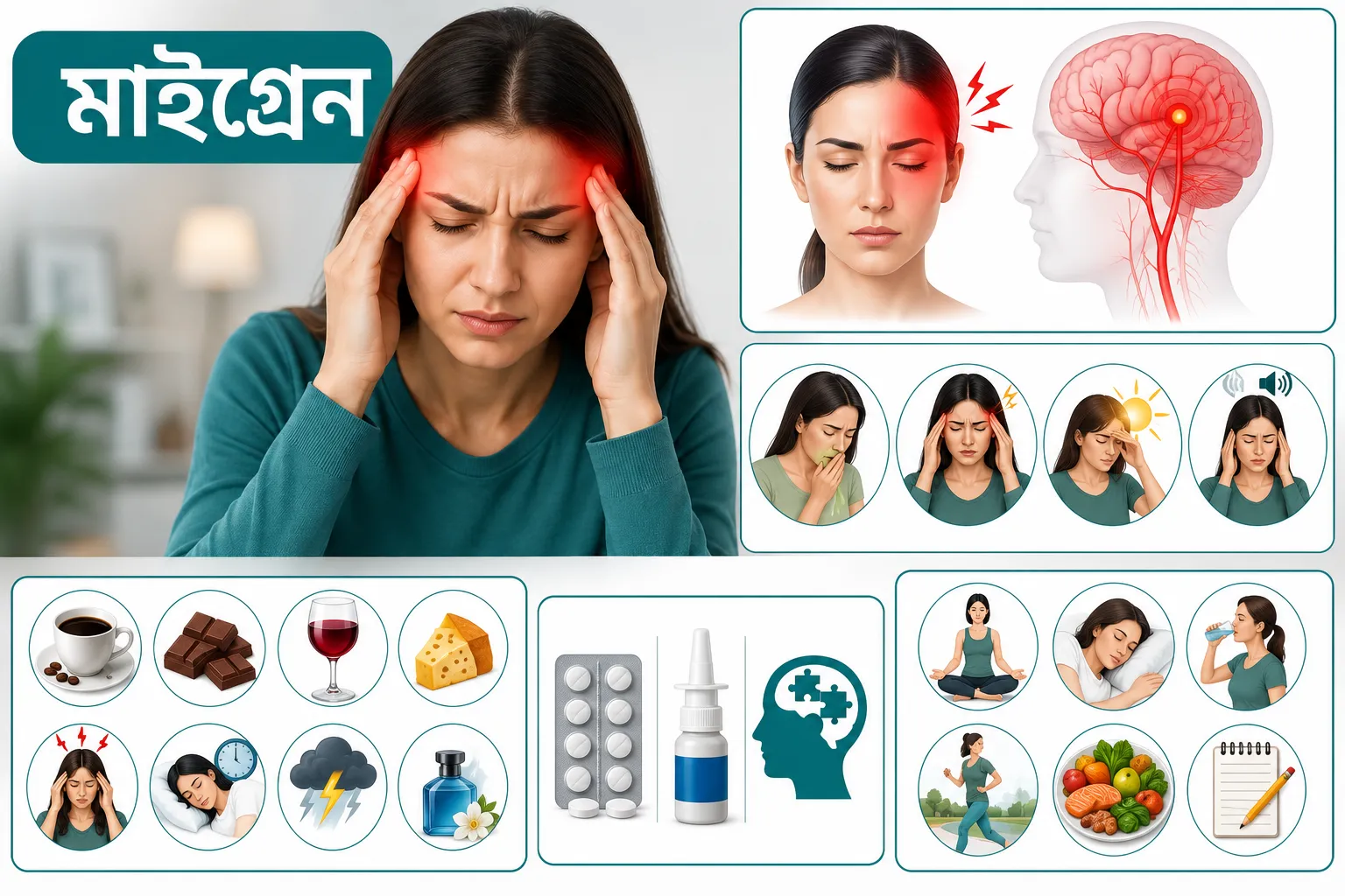 মাইগ্রেন (Migraine): কারণ, লক্ষণ, চিকিৎসা ও প্রতিরোধ