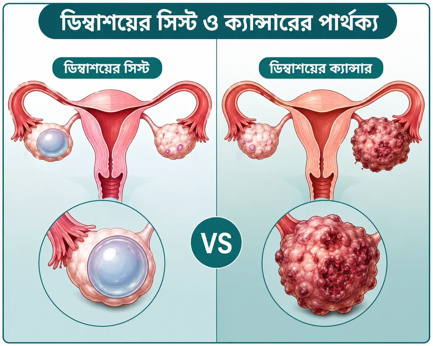 ডিম্বাশয়ের সিস্ট ও ক্যান্সারের পার্থক্য: কখন উদ্বিগ্ন হবেন?