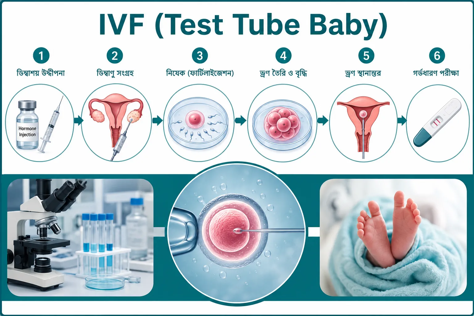 IVF (Test Tube Baby): কী, ধাপ, সফলতার হার, ঝুঁকি ও কখন প্রয়োজন