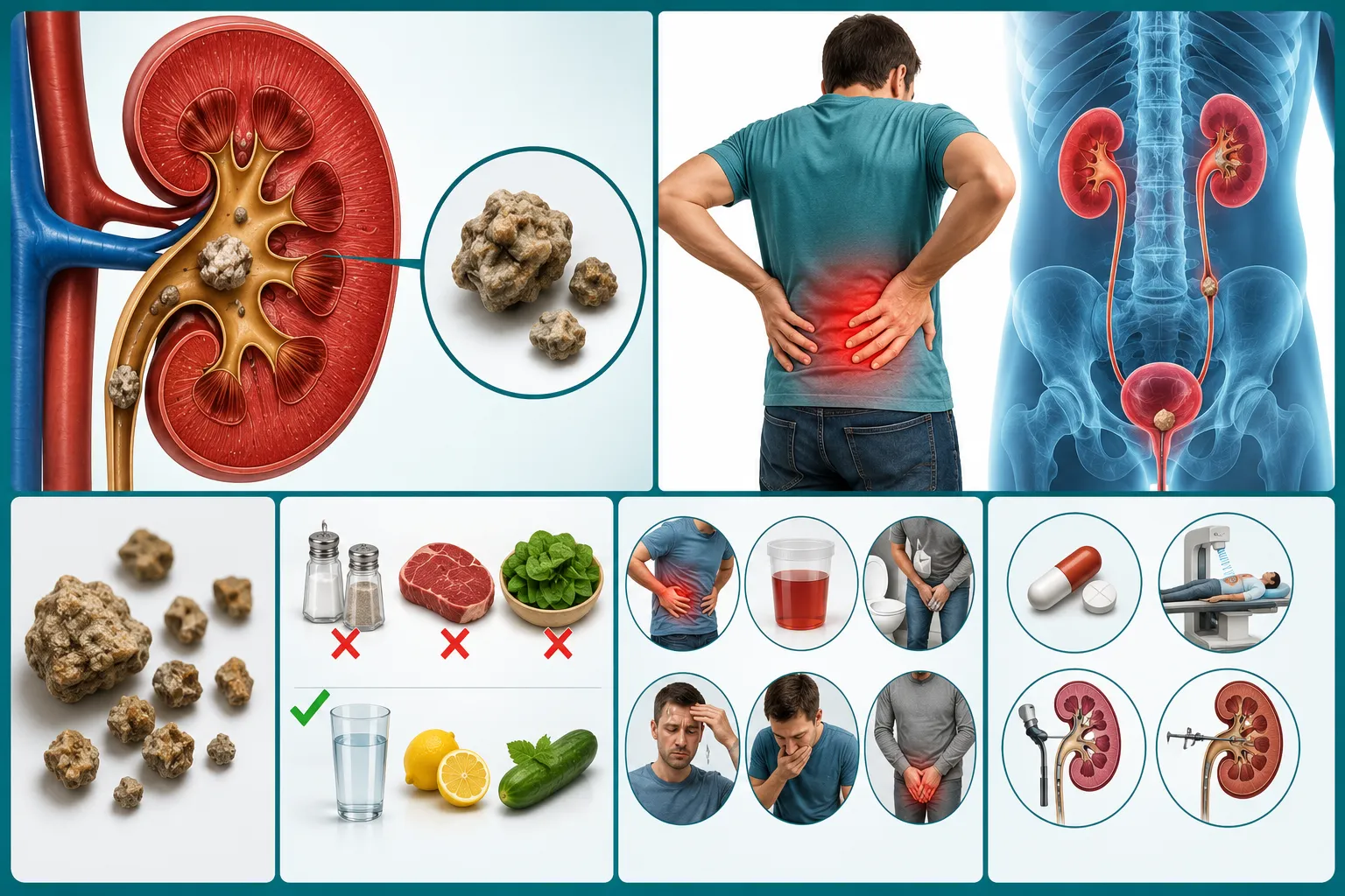 কিডনিতে পাথর (Kidney Stones): কারণ, লক্ষণ, পরীক্ষা, চিকিৎসা ও প্রতিরোধ